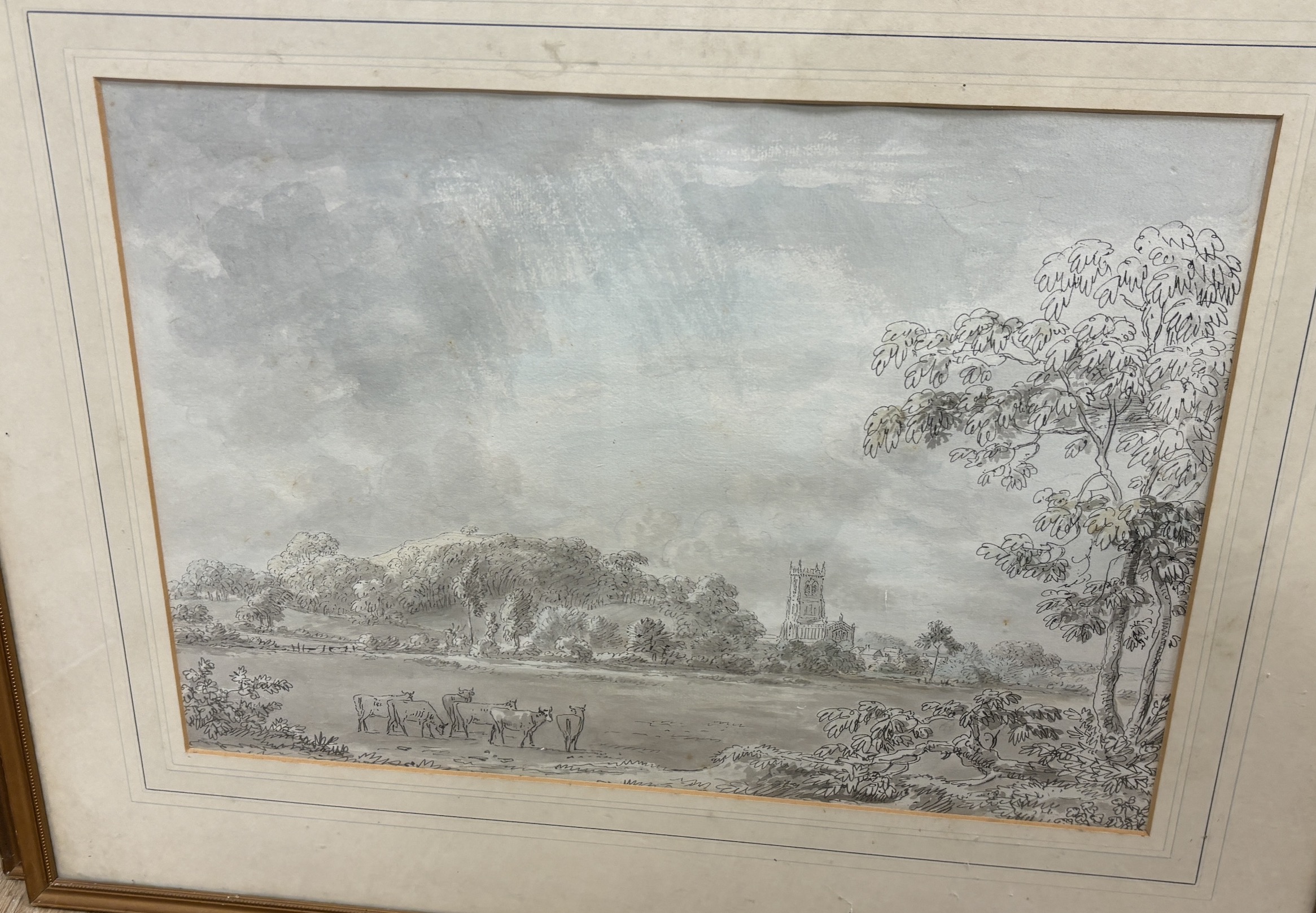 Early 19th century English School, set of eight pencil and watercolour drawings, Rustic landscapes, 30 x 43cm